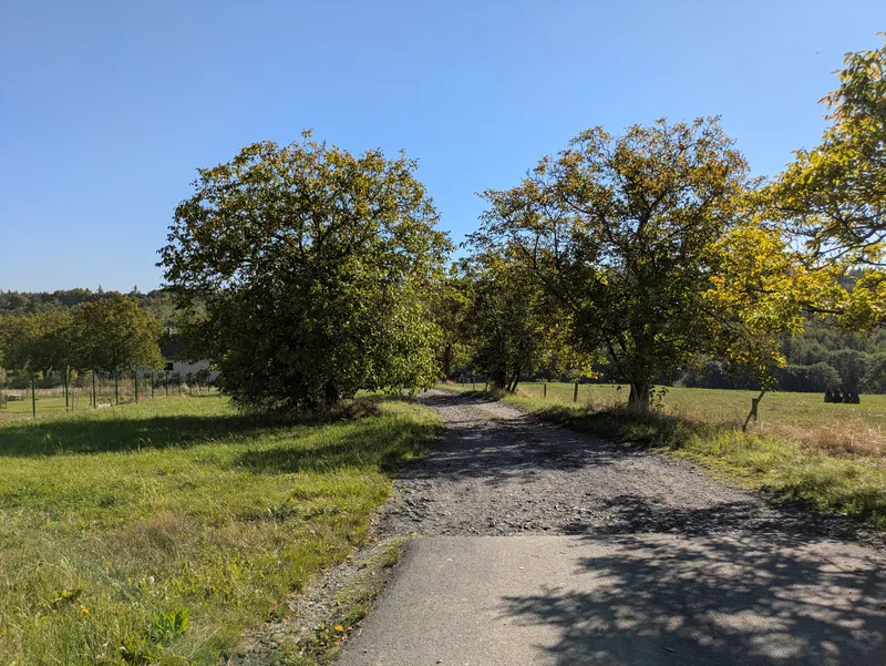 Obecní cesta podél stavebního pozemku v Jančí